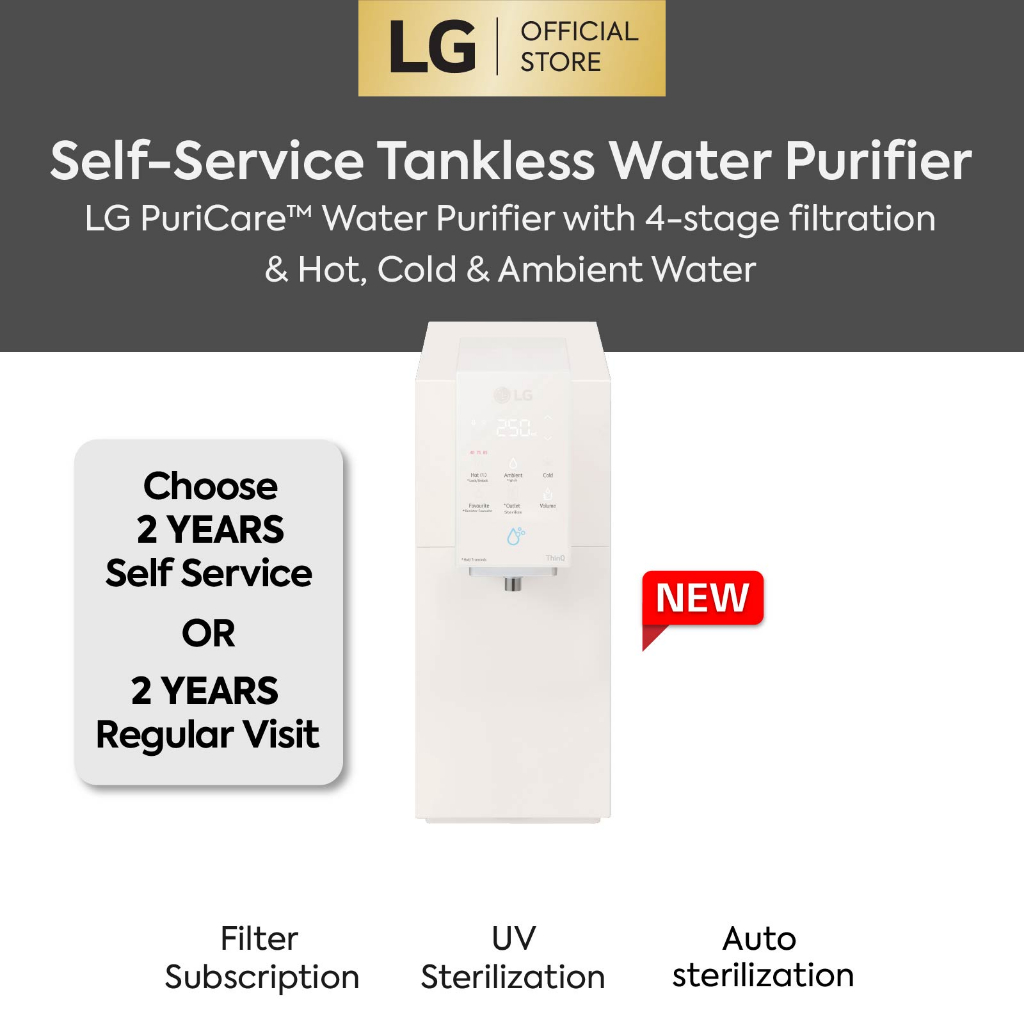 LG Puricare Tankless Water Purifier WD518AN with 4stage Filtration Hot Cold Ambient Water