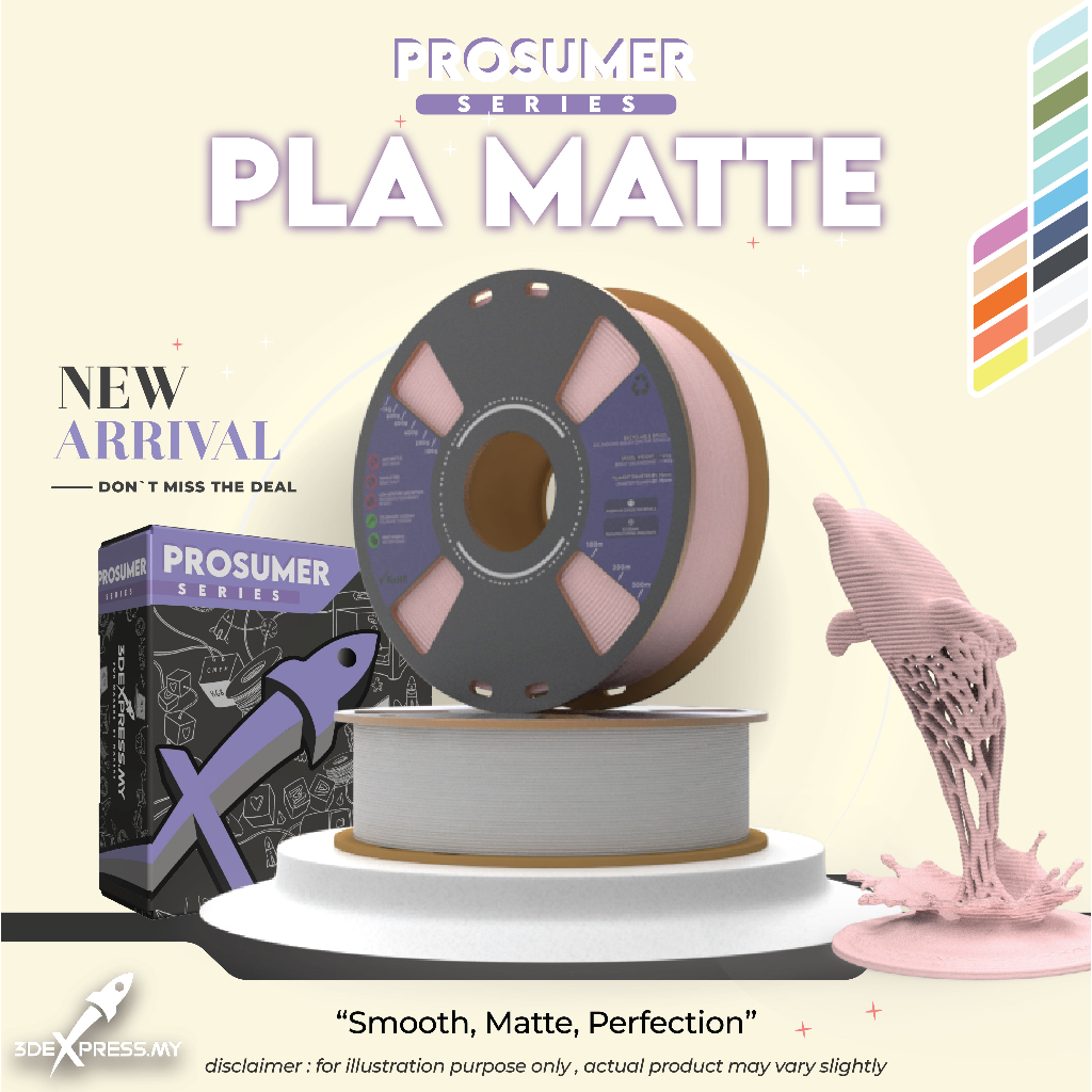 PLA MATTE 3D FILAMENT 1KG - PROSUMER Series (Solid Color)