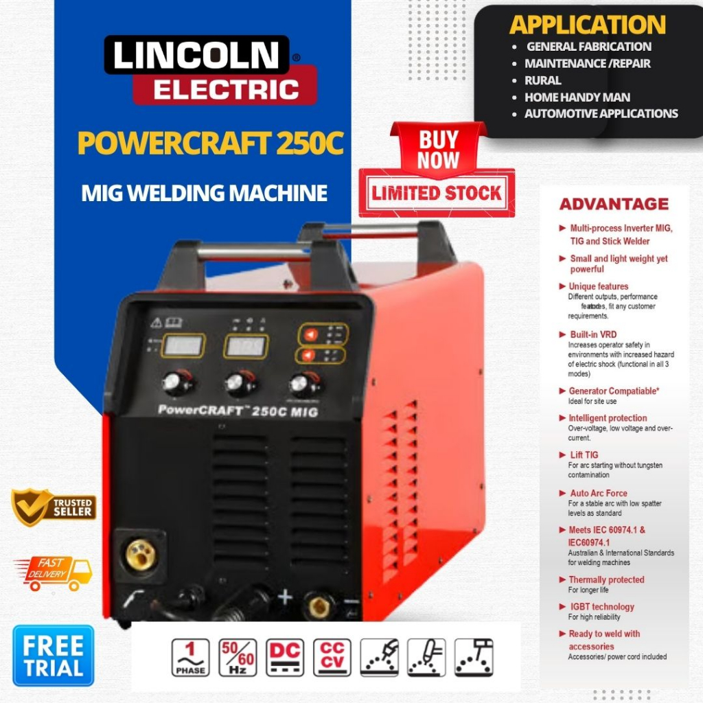 LINCOLN ELECTRIC® POWERCRAFT 250C WELDING MACHINE/MIG WELDING MACHINE