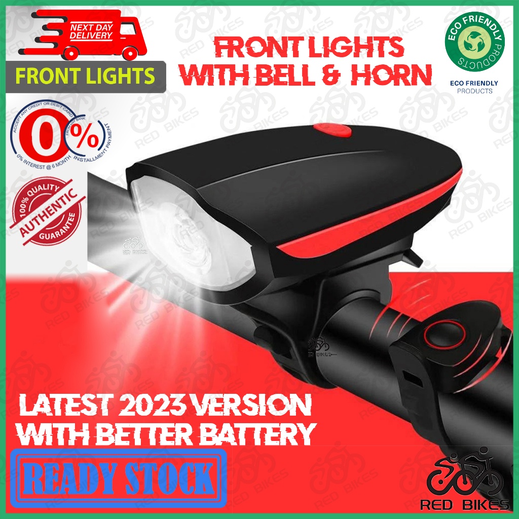 Bicycle Front Light With Bell & Horn Set USB Bicycle Headlight Lights ...