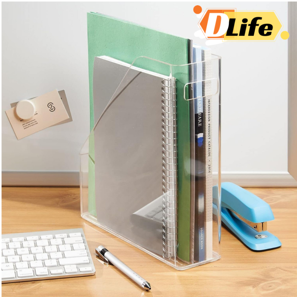 D.life Design Plastic Slim Vertical File Folder Bin Storage Organizer