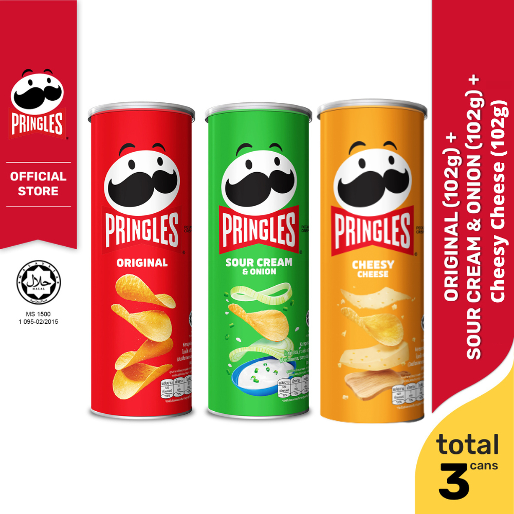 Pringles Potato Crisps Bundles - Original + Cheesy Cheese + Sour Cream ...