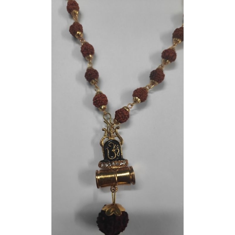 Gold cap ruthrakshamaalai wit pendant Ruthratcham Malai With Lingam Udukkai ruthrakshamalai with locket thulasi malai