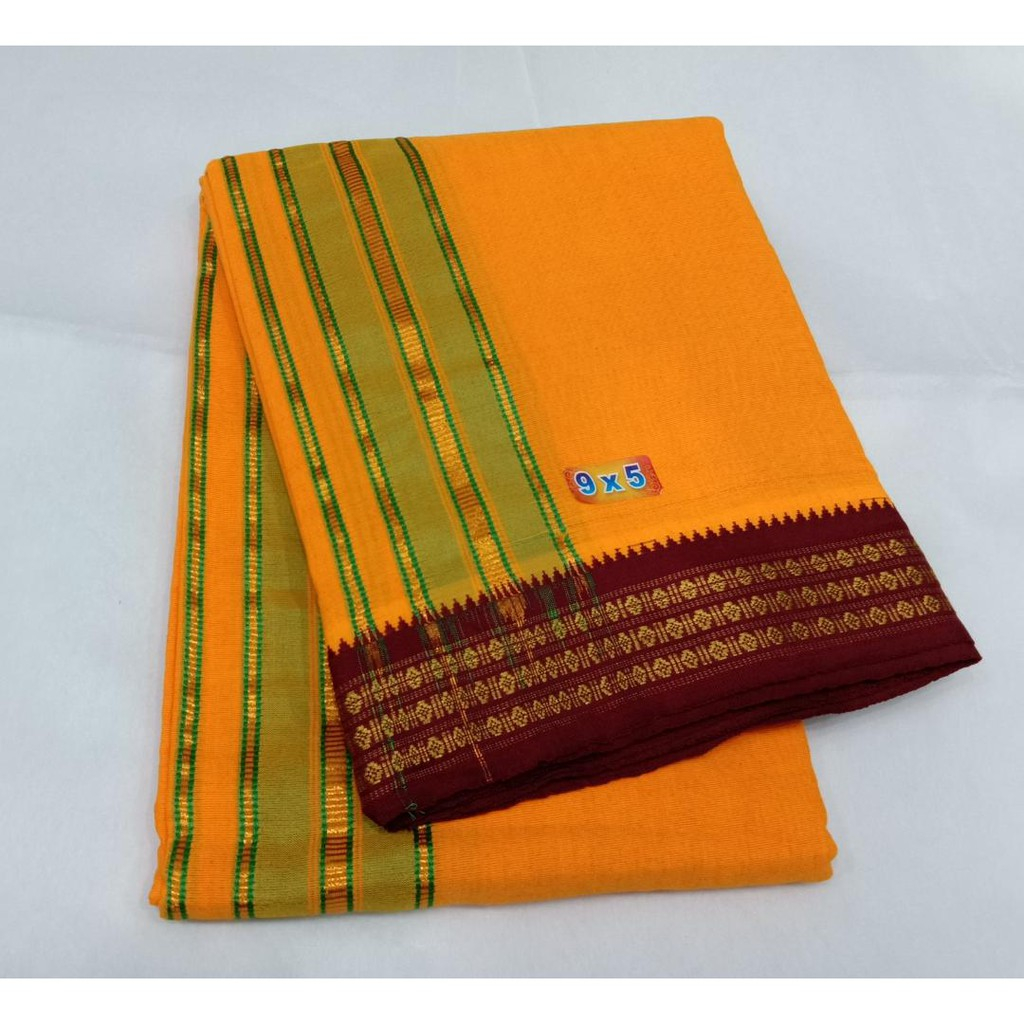 Cotton Veshti Men's Color Veshti with Thundu Traditional Wearing 8*4