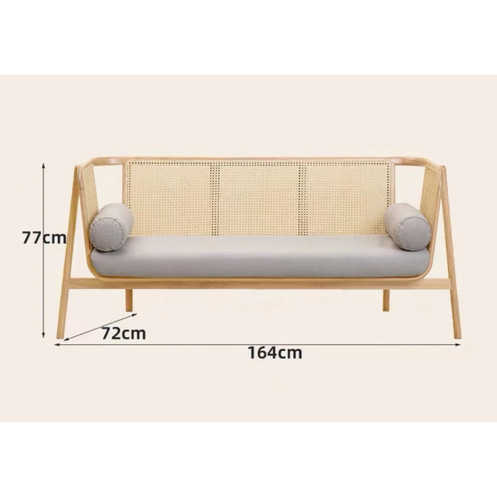Solid wood rattan sofa, small family homestay, retro home living room