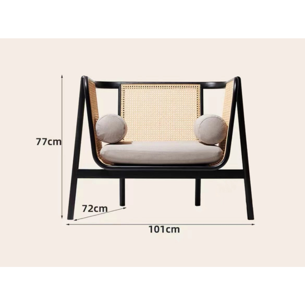 Solid wood rattan sofa, small family homestay, retro home living room