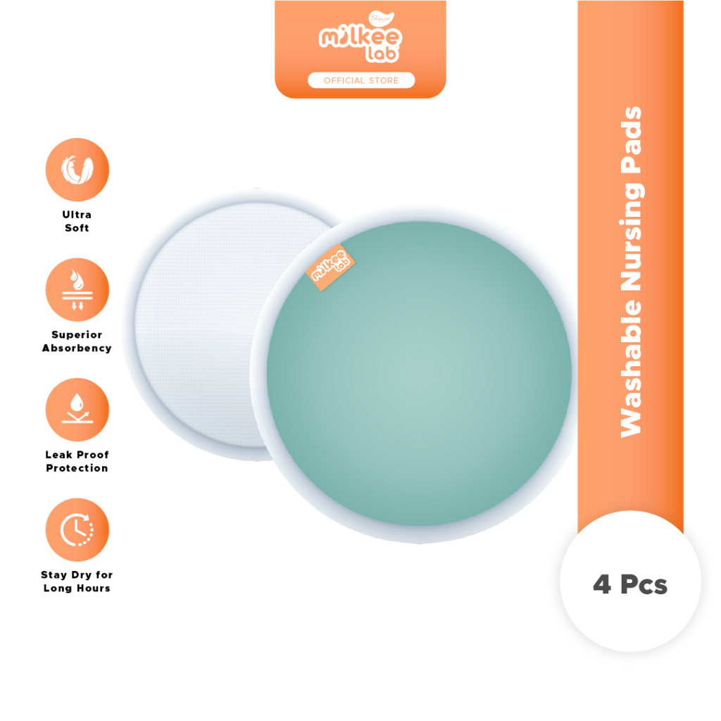 Milkee Lab Washable Nursing Pads (4pcs) breast milk leaking, Ultra