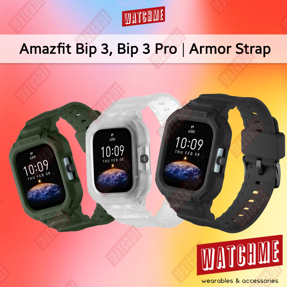 5 Custodie Protettive Con Vetro Temperato Per Amazfit Bip 3 / Bip 3 Pro: Cover Rigida PC, Trasparente, Nero, Blu, Rosa, Bianco