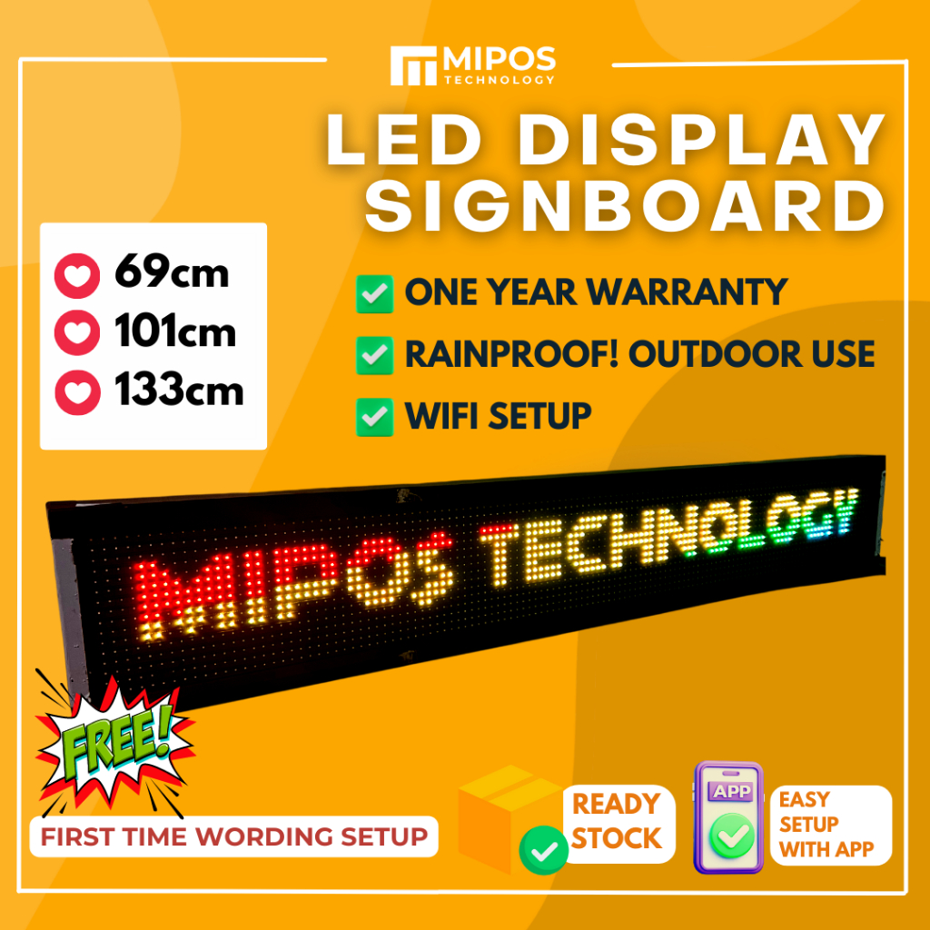 LED Signage Sign Board Running Message【WATERPROOF】 69cm/101cm/133cm