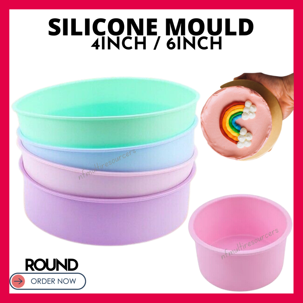 Round Silicone Cake Mould 4Inch 6Inch 8Inch 10Inch Silicone Pan Mold ...