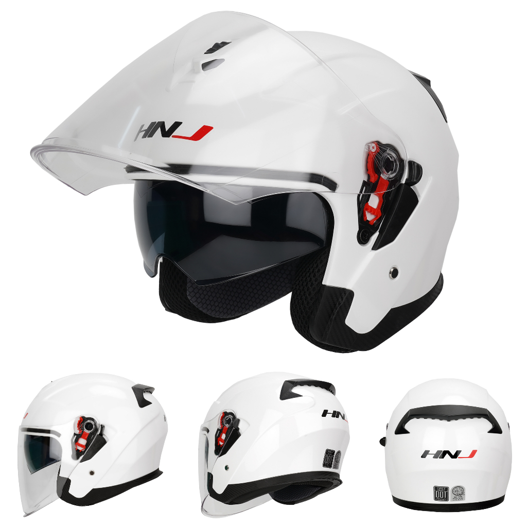 HNJ Helmet Motor Half Double Visor Safety Motorcycle Murah Open Face