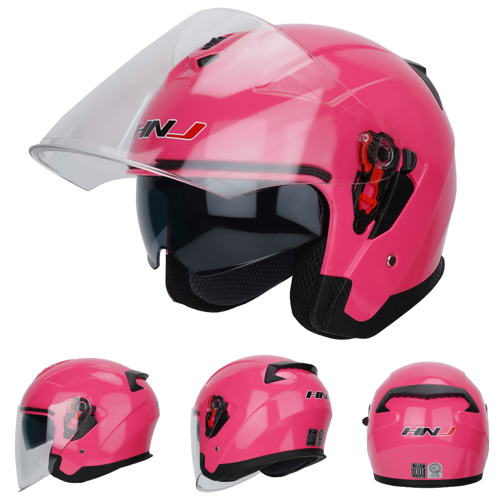 HNJ Helmet Motor Half Double Visor Safety Motorcycle Murah Open Face