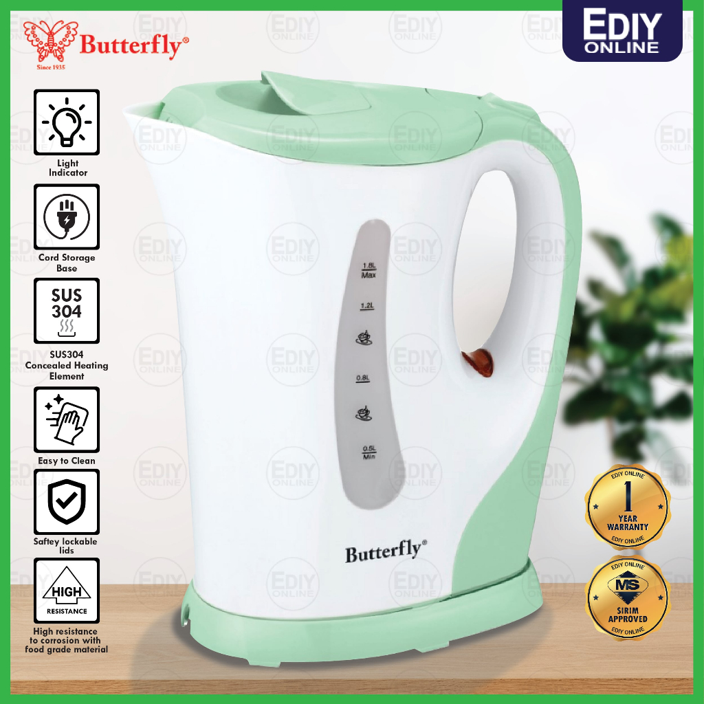 Electric Jug Kettle (1.8L) BUTTERFLY BJK2821 CEREK PEMANAS AIR PANAS