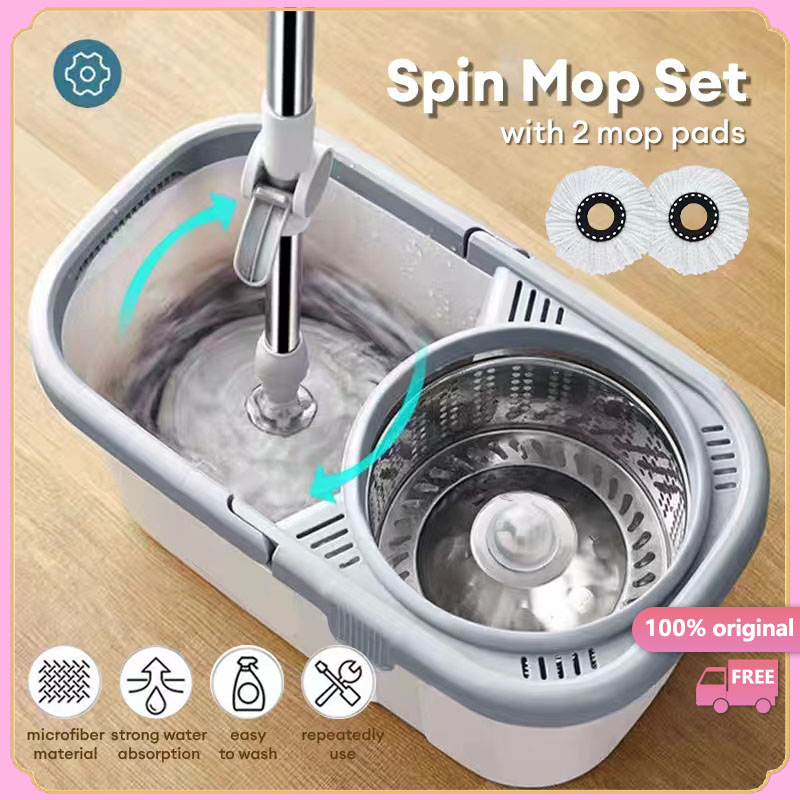 [Ready Stock]360 Degree Spin Mop Rotating Mop Set Floor Cleaning Mop ...