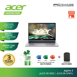 Acer Aspire 3 A315-510P-C6S0 15.6'' FHD Laptop Pure Silver ( N100, 8GB,  512GB SSD, Intel, W11, HS ) : NB Plaza