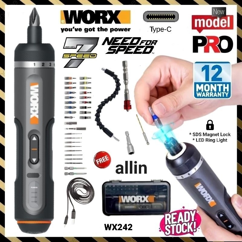 New Worx 4V Electrical Screwdriver Set WX242 Smart Cordless