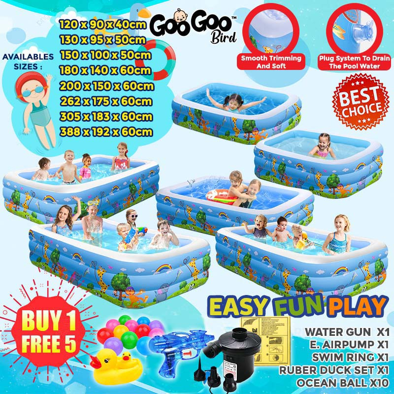 GOOGOO BIRD HAPPY POOL 7 Sizes Inflatable Swimming Pool Animal Design ...