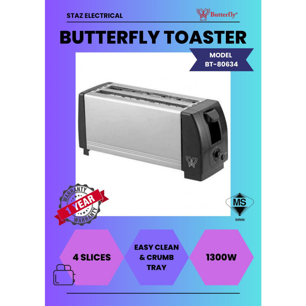 Butterfly Toaster 4 SLIDE (BT-8064) | Shopee Malaysia
