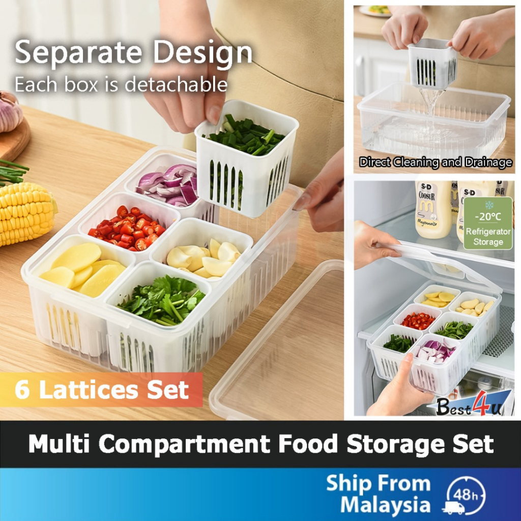 BEST4U 6in1 Creative Refrigerator Food Preservation Storage Box ...