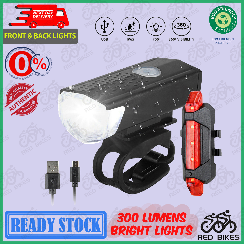 Bicycle Front & Behind Light 2in1 Set USB Rechargeable LED Bicycle ...