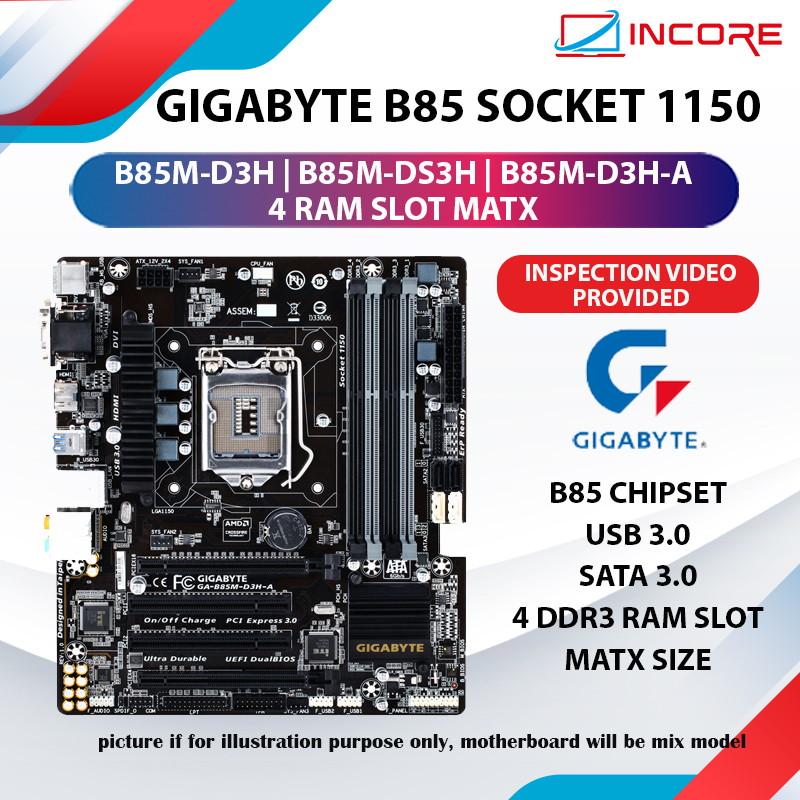 Gigabyte B85MD3H / B85MDS3H Socket 1150 4 Ram Slot DDR3 Intel B85
