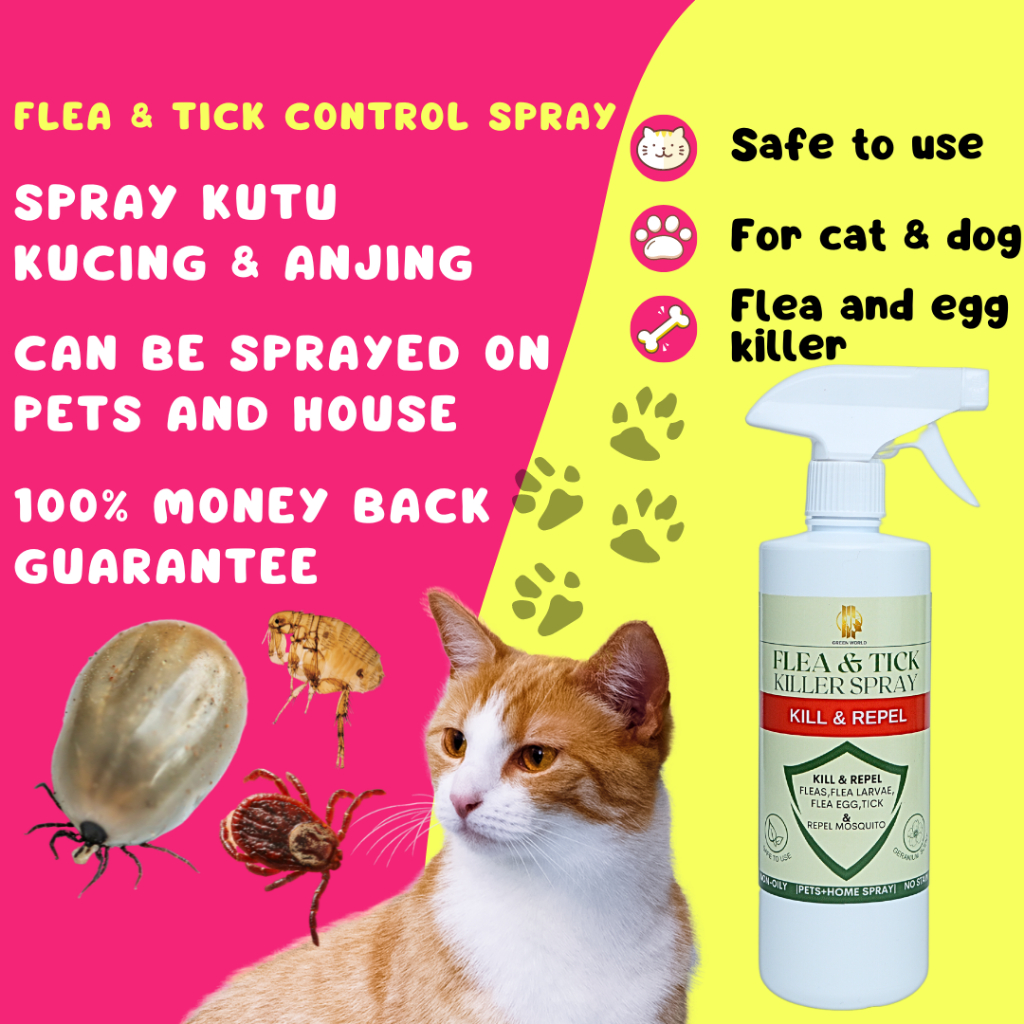 Green World Flea & Tick Killer Spray For Cat & Dog Cat Flea Spray Spray
