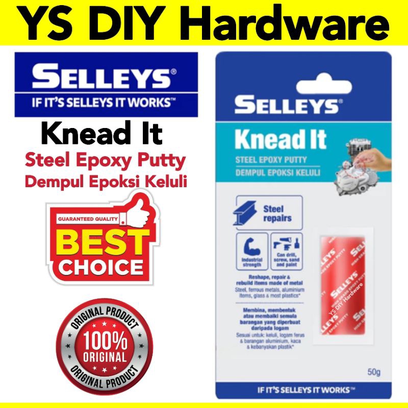 Selleys Knead It Steel Epoxy Putty Dempul Epoksi Keluli 50g Shopee
