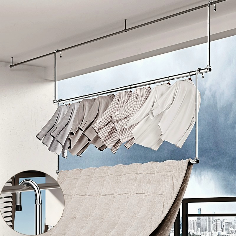 Clothes Rack Stainless Steel Extendable Balcony Outdoor Drying Rack ...