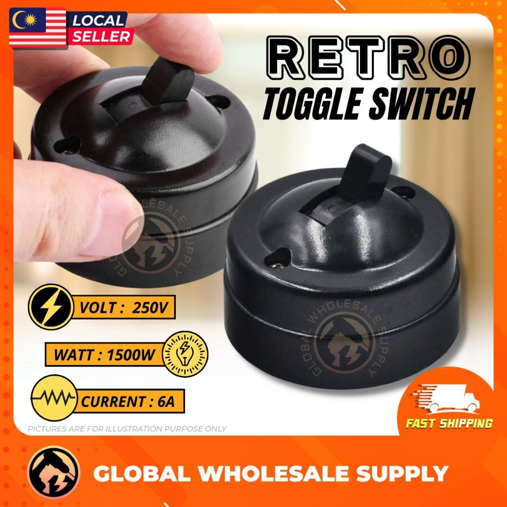 [READY STOCK] Retro Toggle Switch Home Light Switch Wall Mounted Toggle