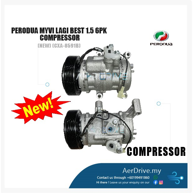 CHINA NEW PERODUA MYVI LAGI BEST 1.5 6PK Compressor CXA-8591B | Shopee ...