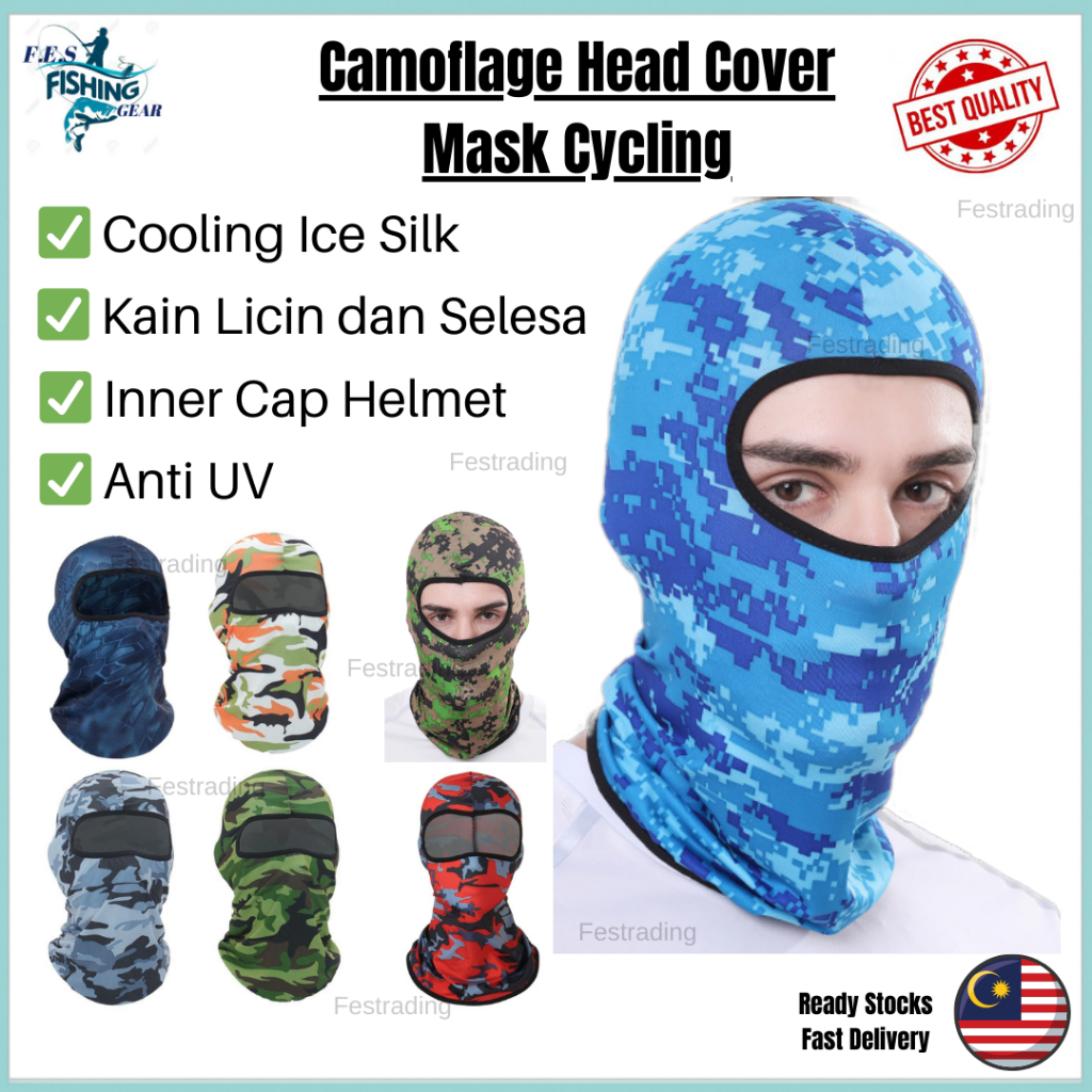 Anti UV Full Face Mask Motor Cap Headgear Topeng Muka Rider Mask Helmet ...