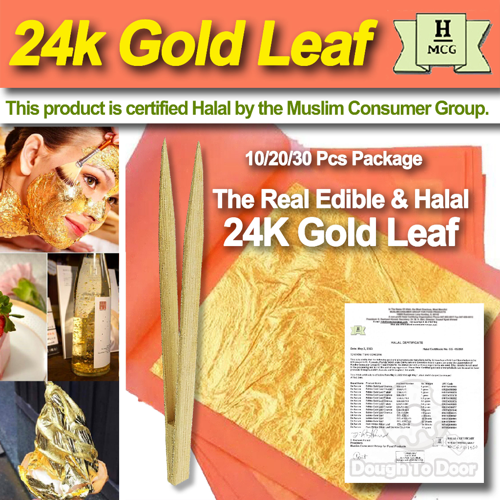 24K Edible Gold Leaf 24K Pure Gold Sheet Foil Food Grad Halal Certified