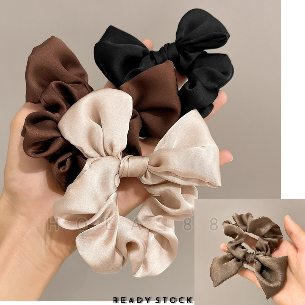 Korean Casual Style Hair Tie Satin Silk Scrunchies Colorful Elastic ...