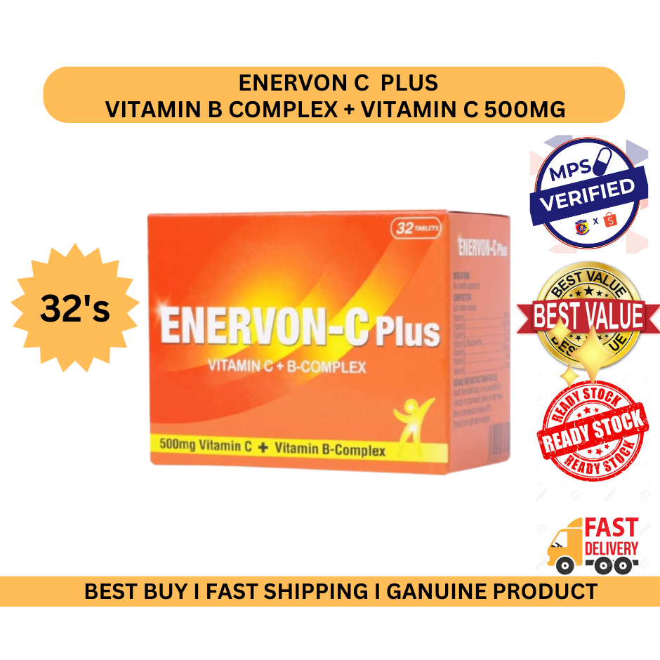 ENERVON C PLUS FILM TABLETS VITAMIN B COMPLEX + VITAMIN C 500MG ( 32