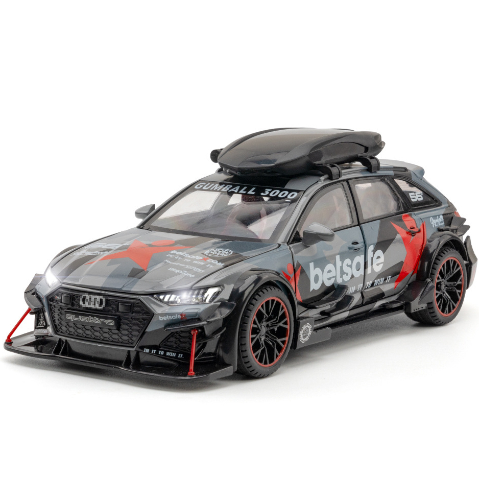 1:24 Scale Audi RS6 Racing Alloy Car Model Light & Sound Effect Diecast ...