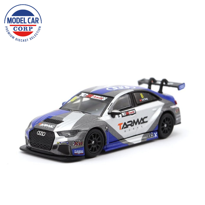 Modèle Réduit Audi RS3 LMS TCR Asia 2017 Bleu 1:64 - Moulé Sous Pression - Édition Rare Neuve
