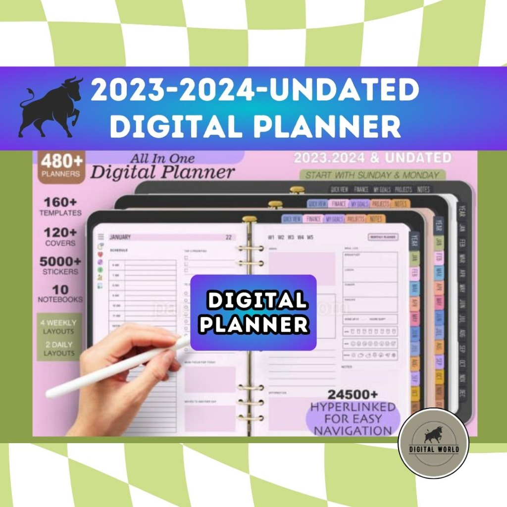 All In One Digital Planner 2023, 2024 & Undated | Goodnotes Undated ...