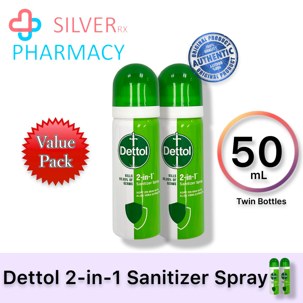 [Exp 07/2024] Dettol 2in1 Hand & Surface Sanitizer Spray 50mL [Single