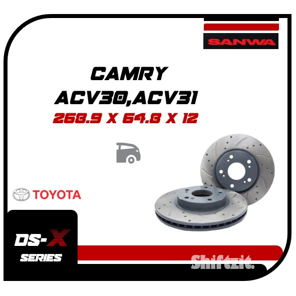 Sanwa drilled slotted Rear Brake Disc - Toyota Camry ACV30 | 31 ...
