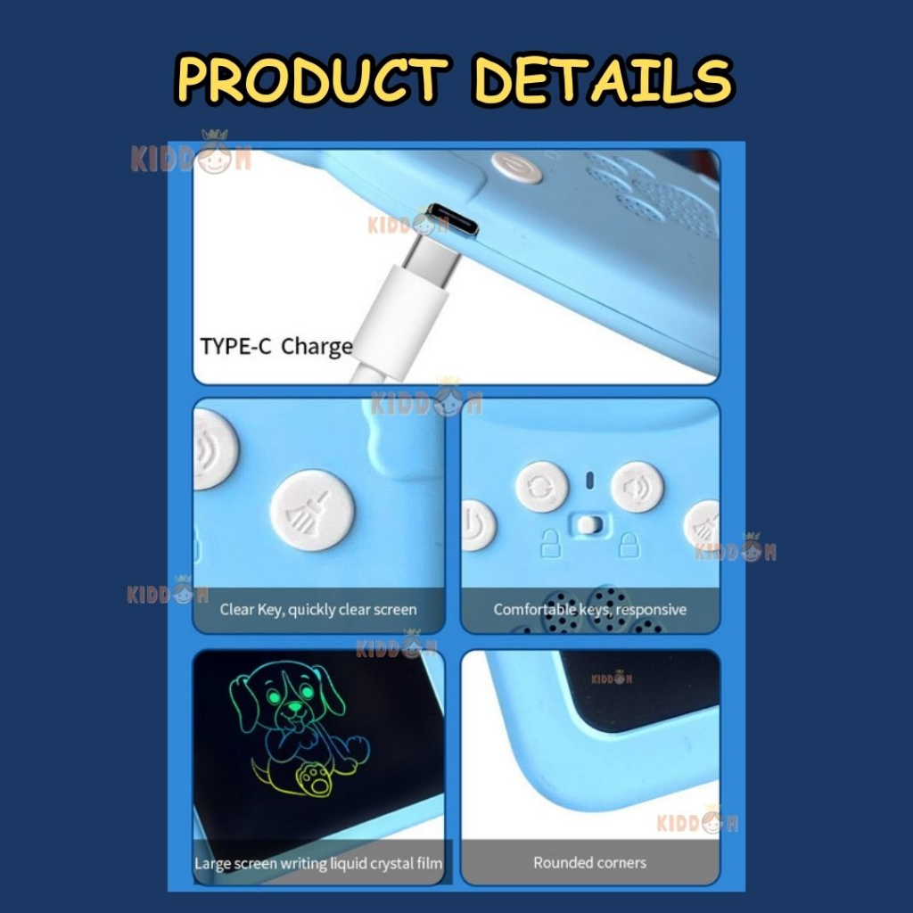 KIDDOM Lcd Writing Tablet Drawing Tablet Kids Flash Card Reader abc ...