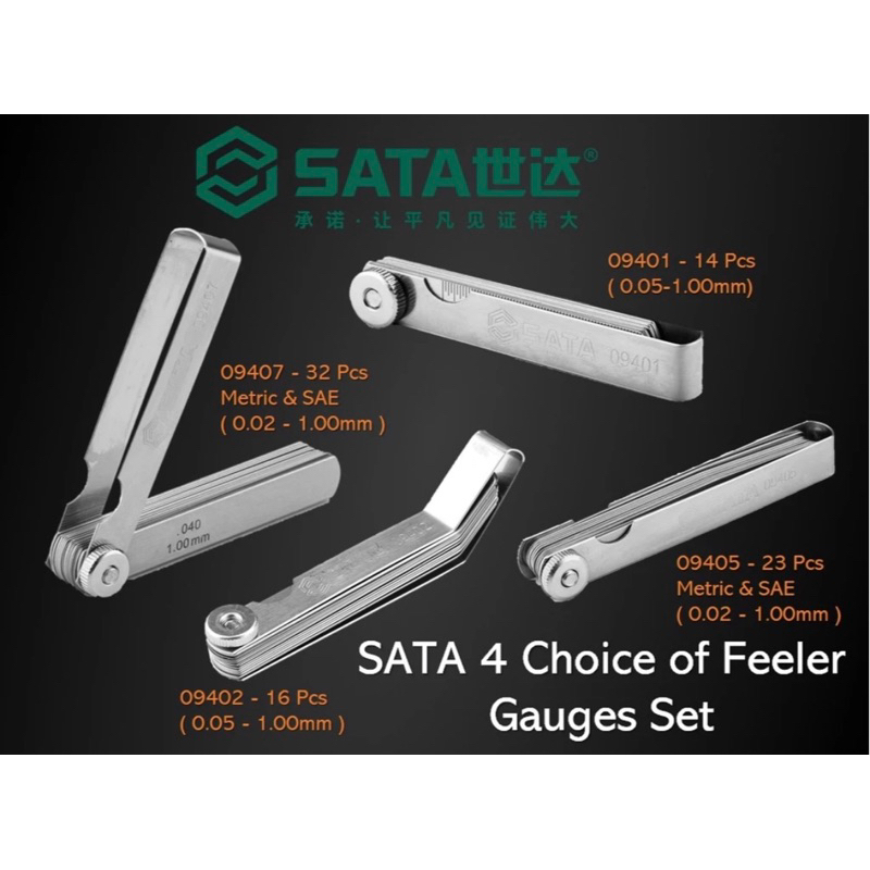 SATA 09401 09402 09405 09407 Feeler Gauge Set ( 14 / 16 / 23 / 32 Piece ...