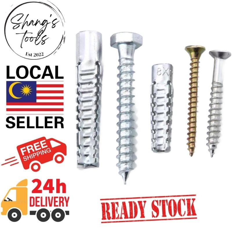 Metal Wall Plug / Wall Plug Besi / Iron Extension Anchor(Pack of 10 ...