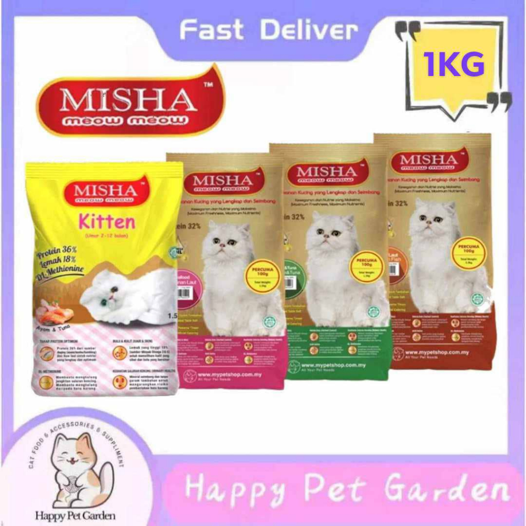 MISHA Dry Cat Food / Makanan Kucing Chicken Tuna / Ocean Fish / Seafood