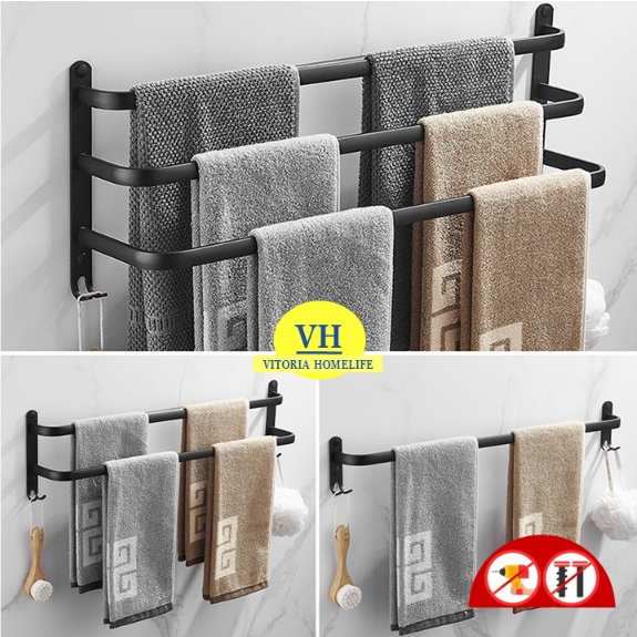 Bathroom Towel Rack Wall Towel Hanger Wall No Drill Towel Bar Towel