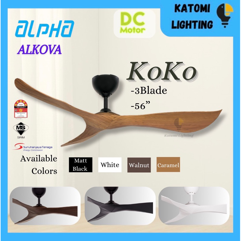 ALPHA Alkova KOKO 3 Blades 56 inches DC Remote Ceiling Fan | Shopee ...