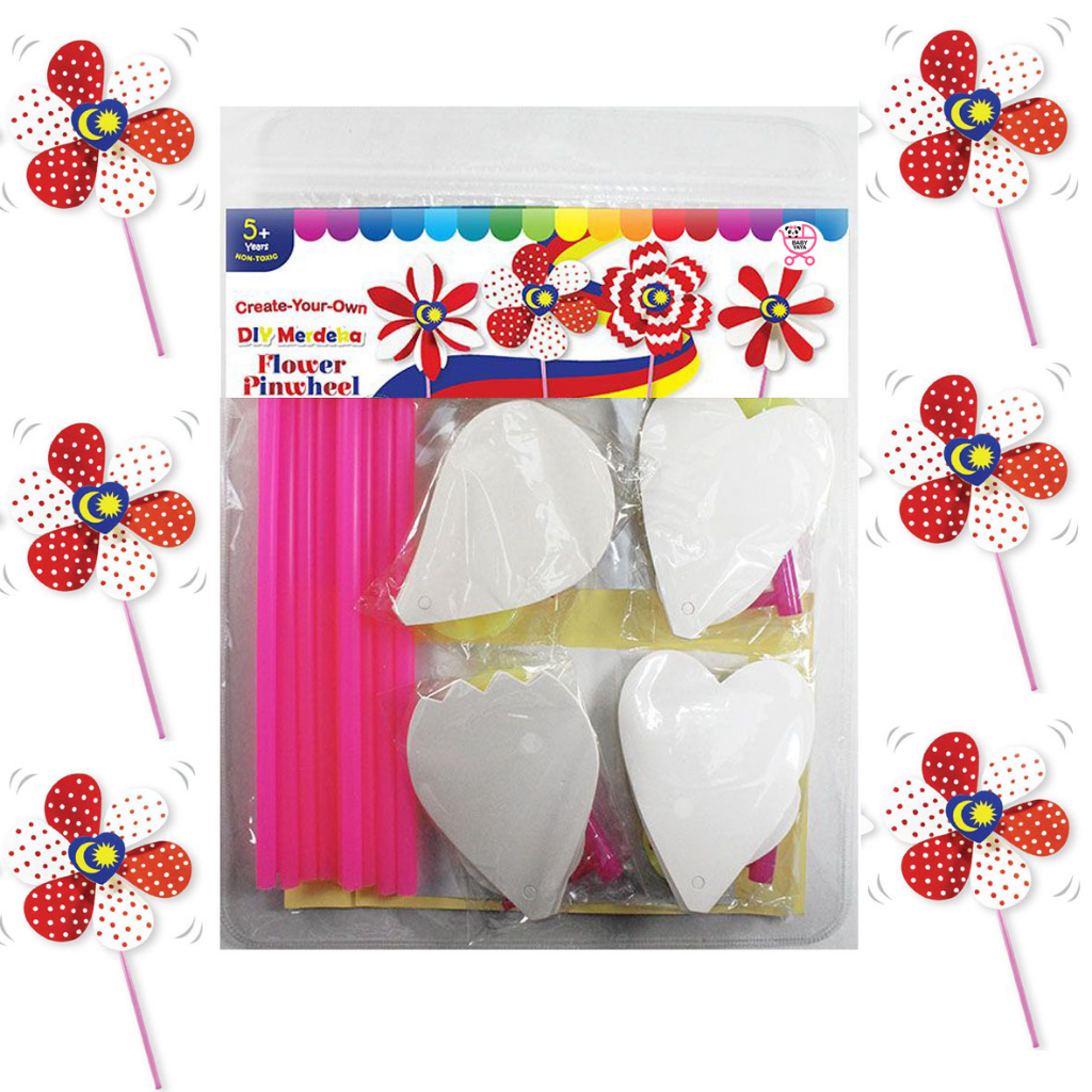 DIY Merdeka Flower Pinwheel Pack of 10 Art Craft For Kids / Kraf Hari ...