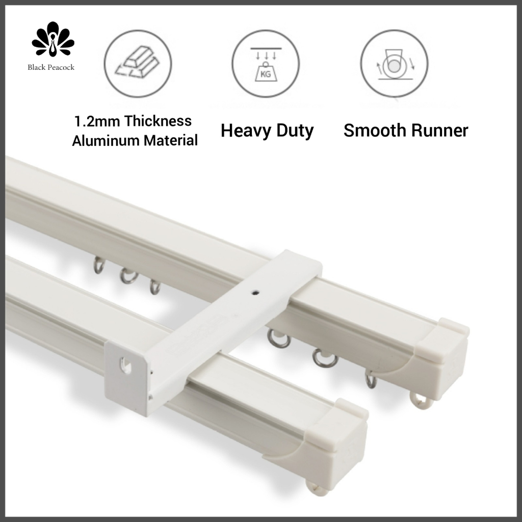 BlackPeacock【Ready Stock】Double Curtain Track/Railing Langsir/ Wall