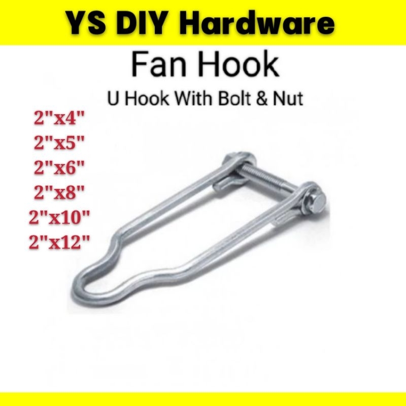 Fan Hook C/W Bolt & Nut/Celling Fan Hook (Untuk Ikat Kayu/celling Mount ...