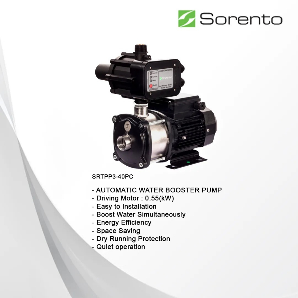 Sorento MWP340PC STAINLESS STEEL AUTOMATIC WATER BOOSTER PUMP 0.5HP