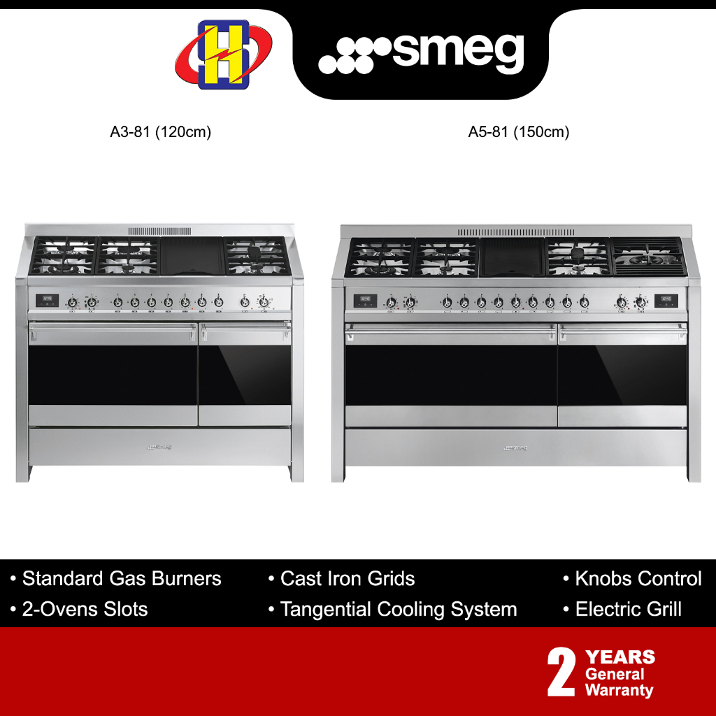Smeg Free Standing Range Cooker (120cm)(150cm) Cast Iron Gas Stove